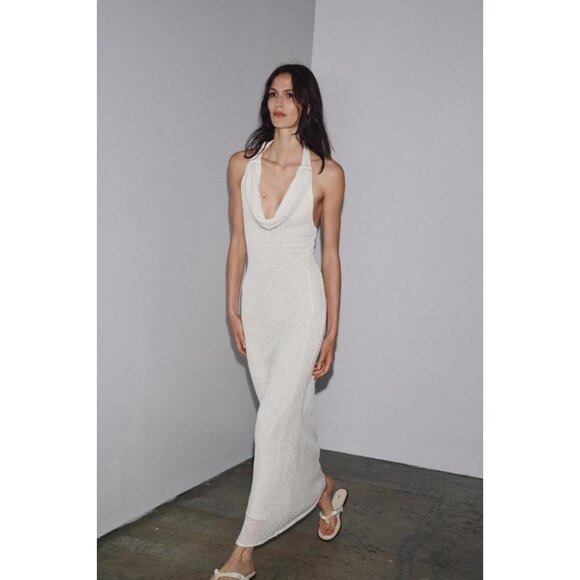 ZARA RUSTIC DRESS WITH SCARF - Picture 2 of 10